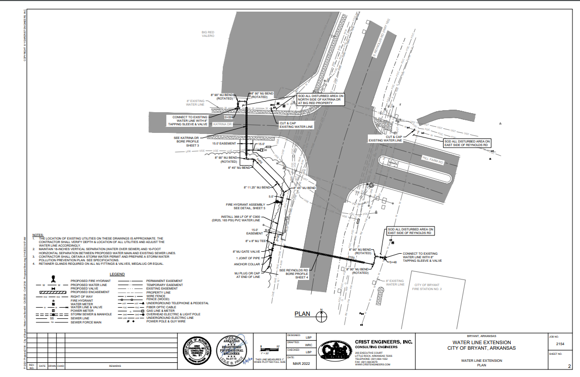 Hill Farm & Hwy 183 Water Line Re-route | City of Bryant